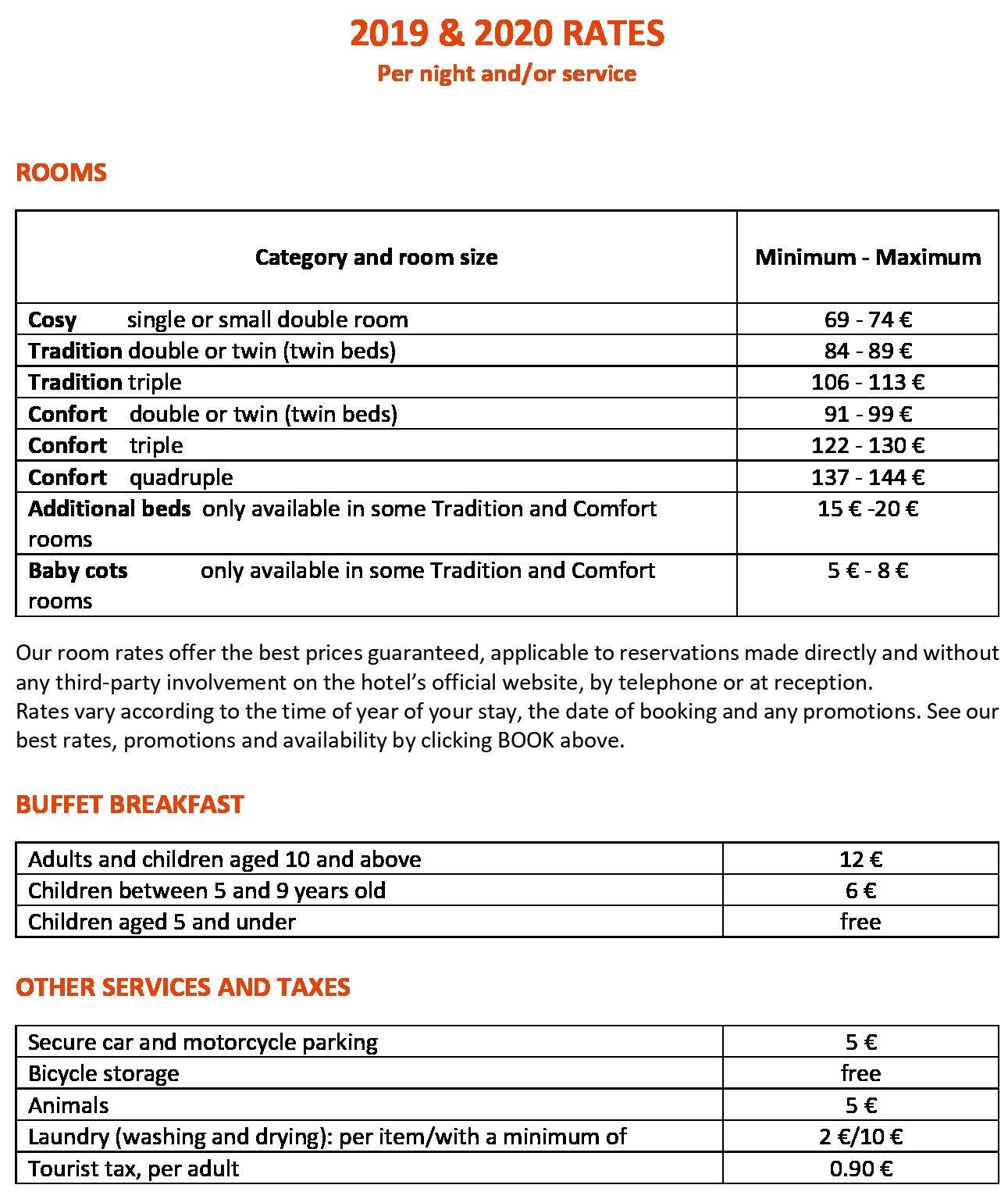 Hotel de biencourt 2019 2020 Rates