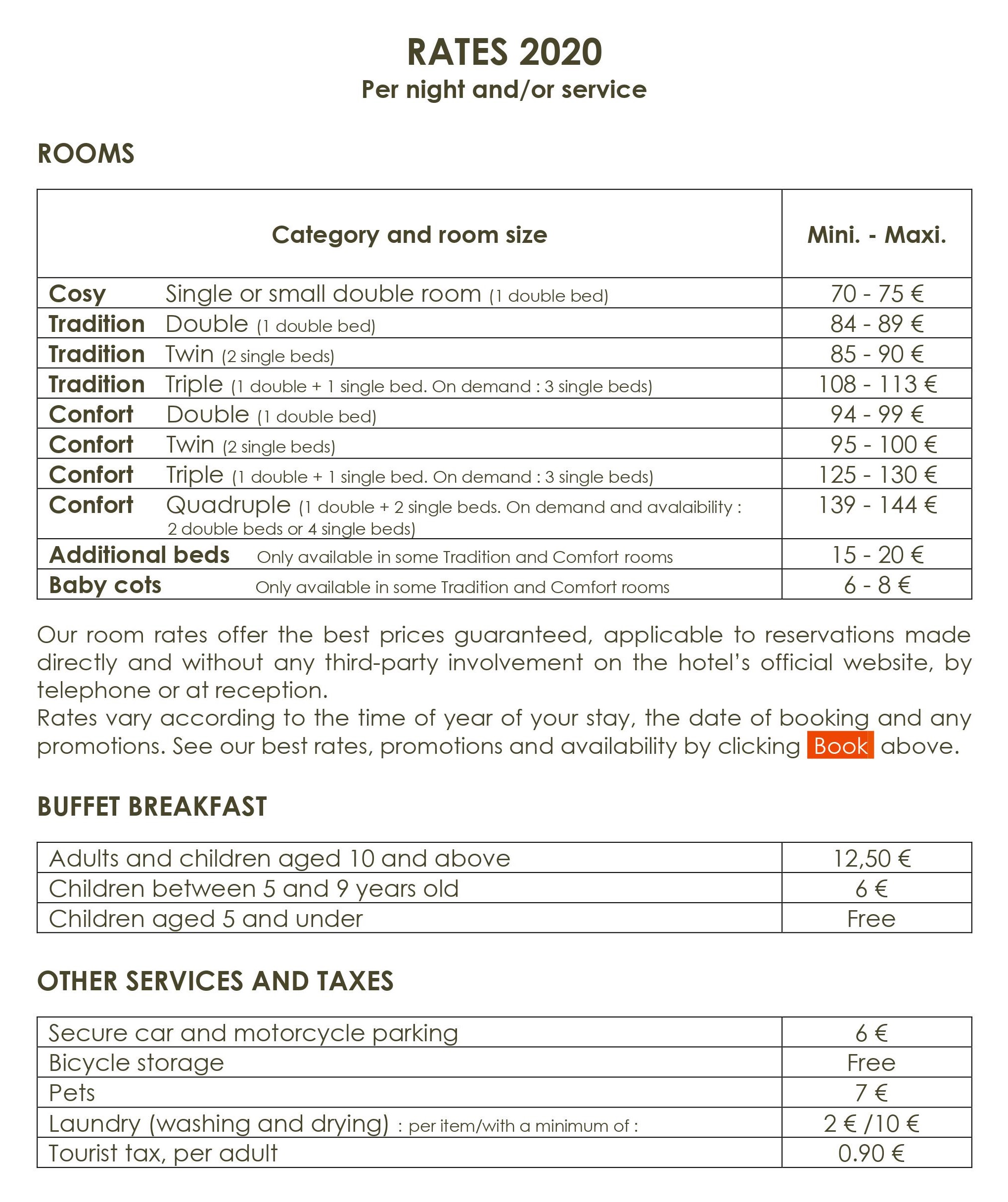 Rate 2020 Hotel de Biencourt UK