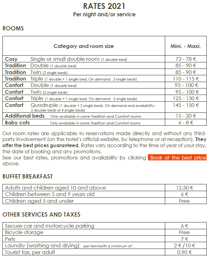 Rate 2021 Hotel de Biencourt UK