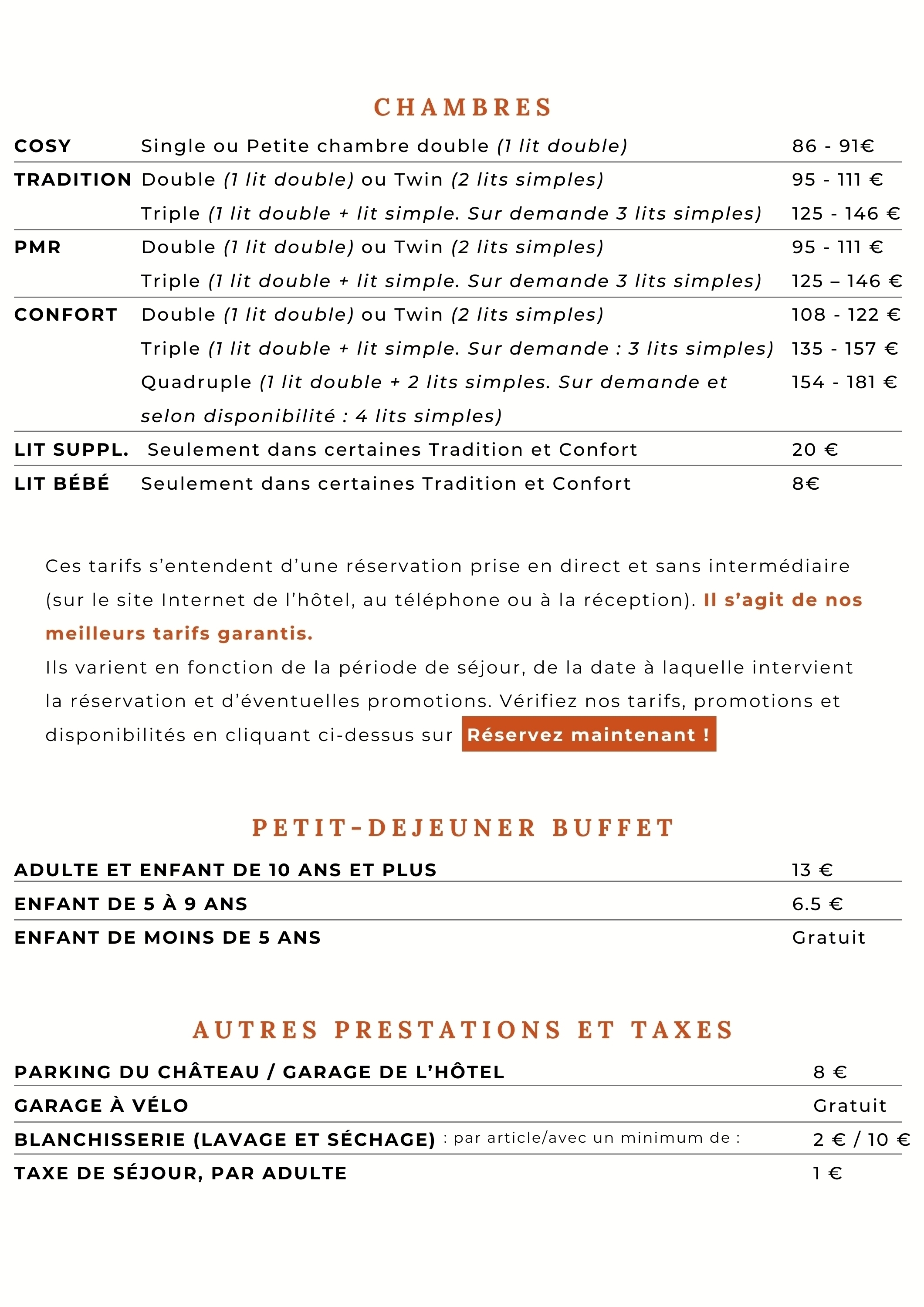 Tarif 2025 FR