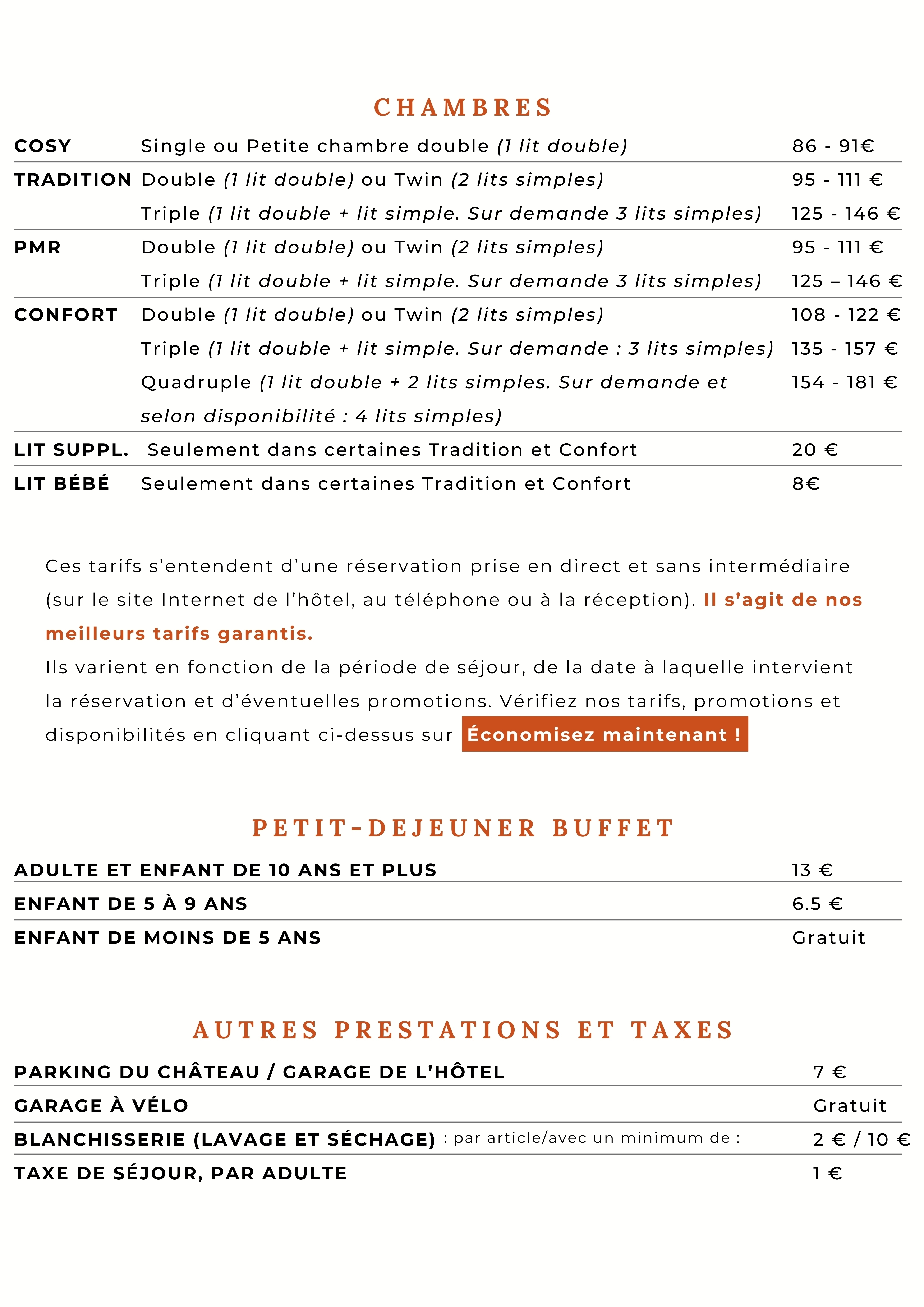 TARIFS 2024-2025